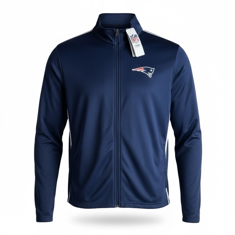 New England Patriots Size Large NFL Team Track Jacket Navy Blue Logo Full Zip